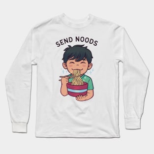 Send Noods Cute Boy Eating Noodles Long Sleeve T-Shirt